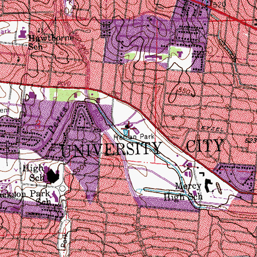 Topographic Map of Heman Park, MO