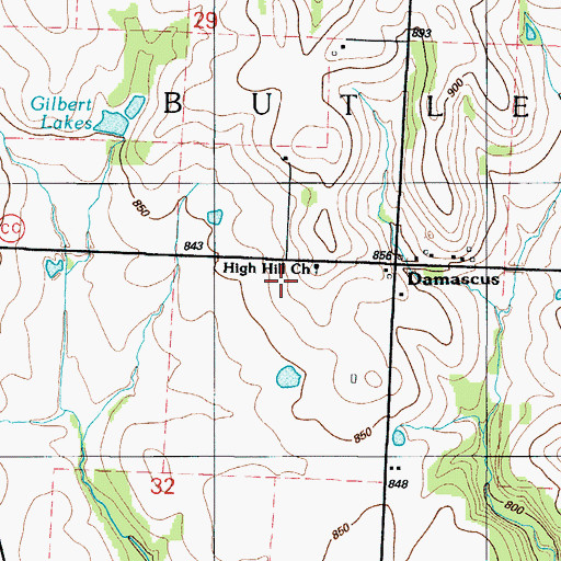 Topographic Map of High Hill Church, MO