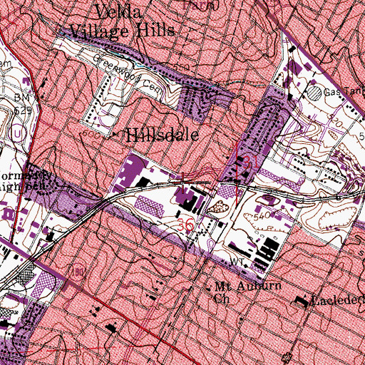 Topographic Map of Hillsdale, MO