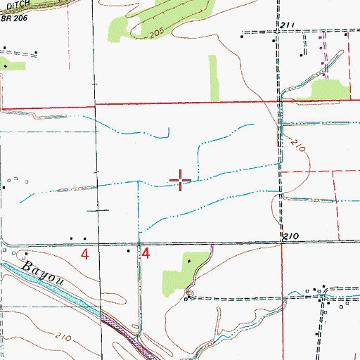 Topographic Map of Opossum Lake (historical), AR