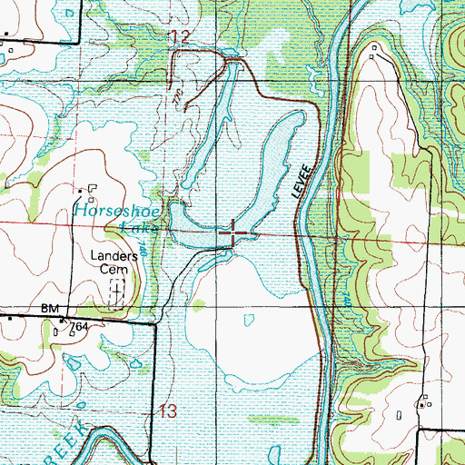 Topographic Map of Horseshoe Lake, MO