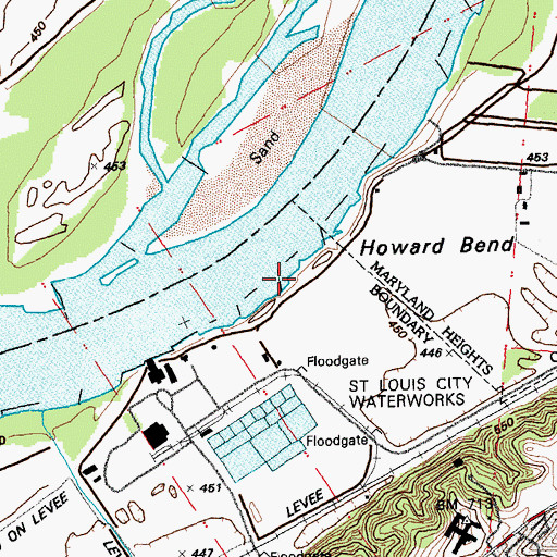 Topographic Map of Howard Bend, MO