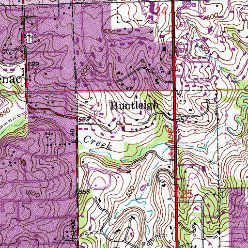 Topographic Map of Huntleigh, MO