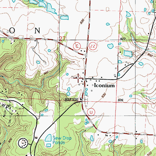 Topographic Map of Iconium, MO