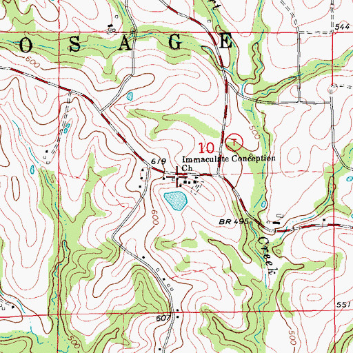 Topographic Map of Immaculate Conception Church, MO