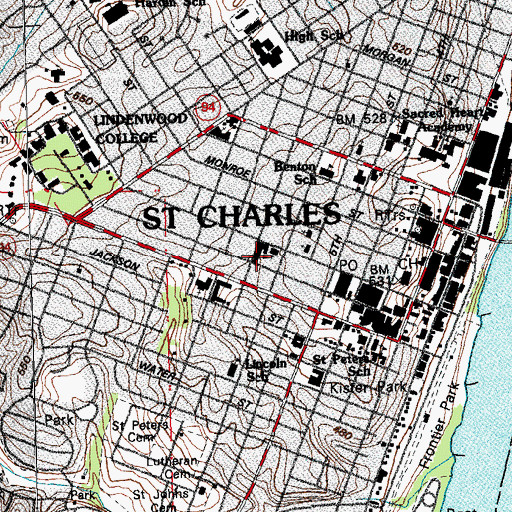 Topographic Map of Immanuel School, MO