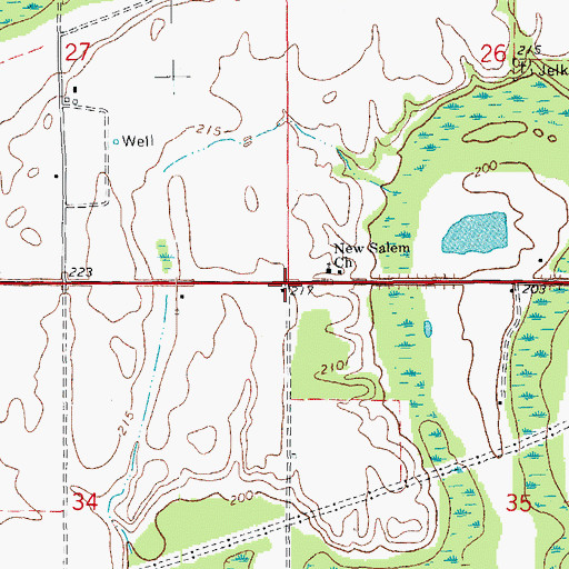Topographic Map of New Salem, AR