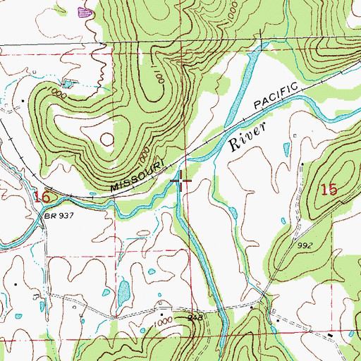 Topographic Map of Indian Creek, MO