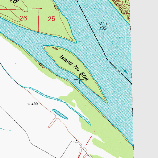 Topographic Map of Island Number 508, MO