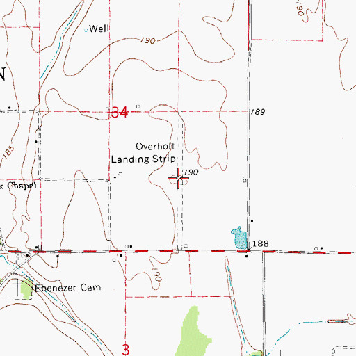 Topographic Map of Overholt Landing Strip (historical), AR