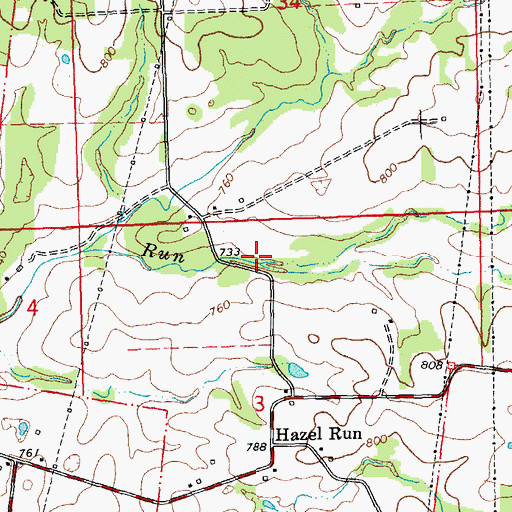 Topographic Map of Jacobs Creek, MO