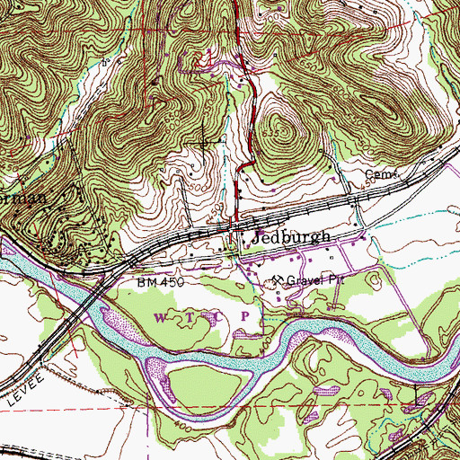 Topographic Map of Jedburgh, MO