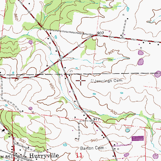 Topographic Map of Jennings Cemetery, MO