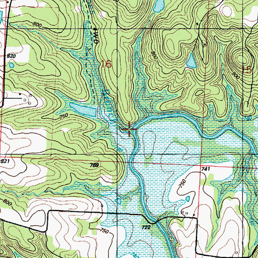 Topographic Map of Joes Branch, MO