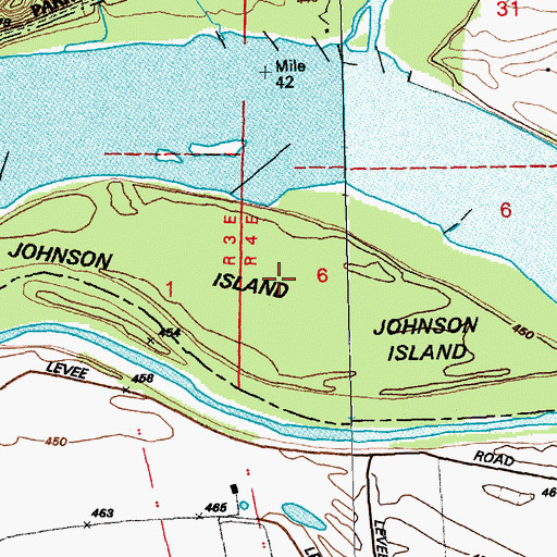 Topographic Map of Johnson Island, MO