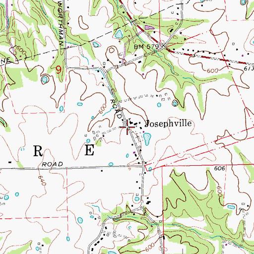 Topographic Map of Josephville, MO