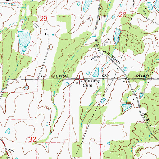 Topographic Map of Journey Cemetery, MO