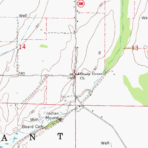 Topographic Map of Shady Grove, AR