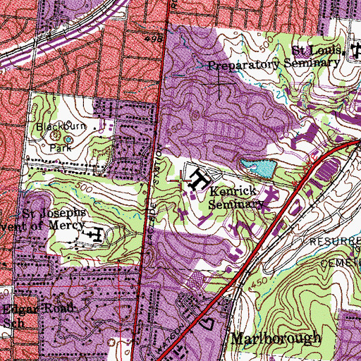 Topographic Map of Kenrick Seminary, MO