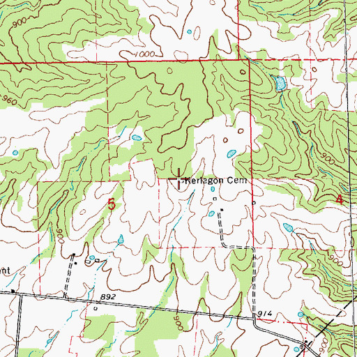 Topographic Map of Kerlagon Cemetery, MO