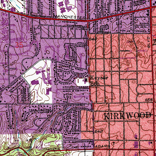 Topographic Map of Keysor School, MO