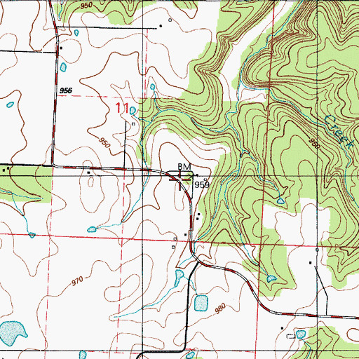 Topographic Map of Kings Prairie School (historical), MO