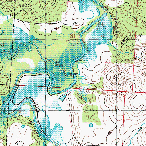 Topographic Map of Kitten Creek, MO