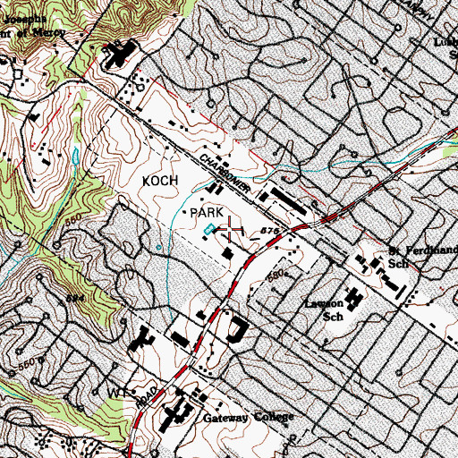 Topographic Map of Kock Park, MO