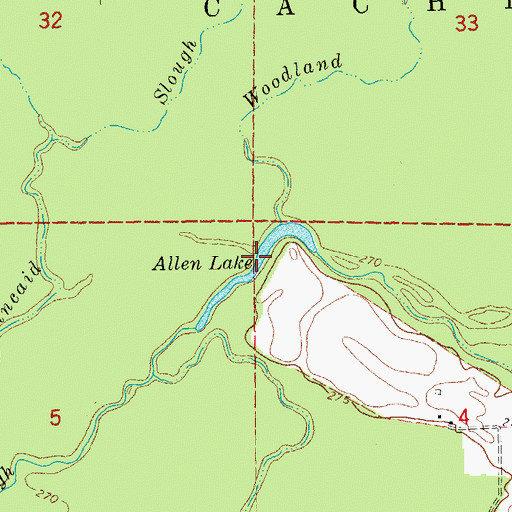 Topographic Map of Allen Lake, AR