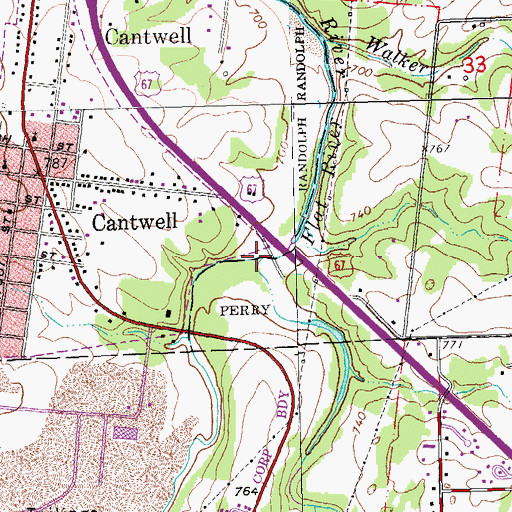 Topographic Map of Koen Creek, MO