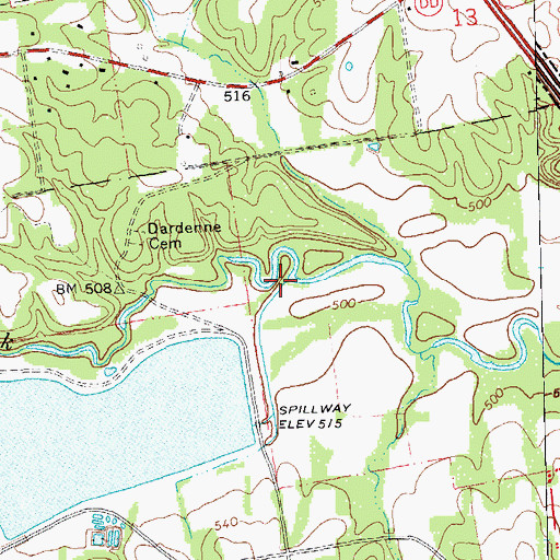 Topographic Map of Kraut Run, MO