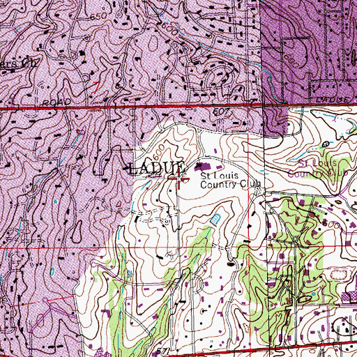 Topographic Map of Ladue, MO