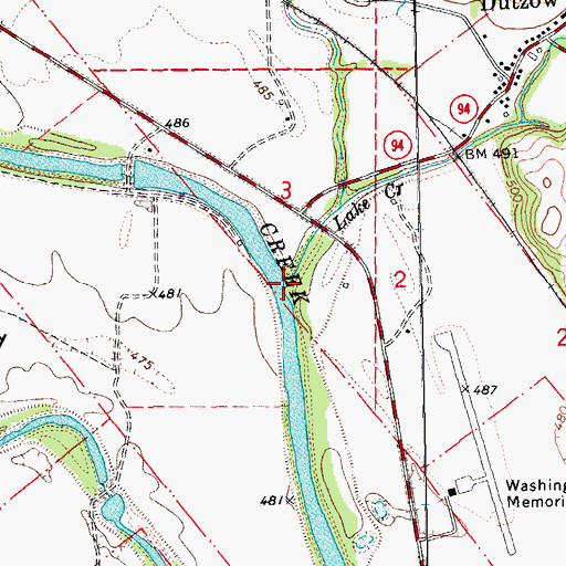 Topographic Map of Lake Creek, MO