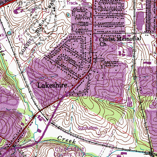 Topographic Map of Lakeshire, MO