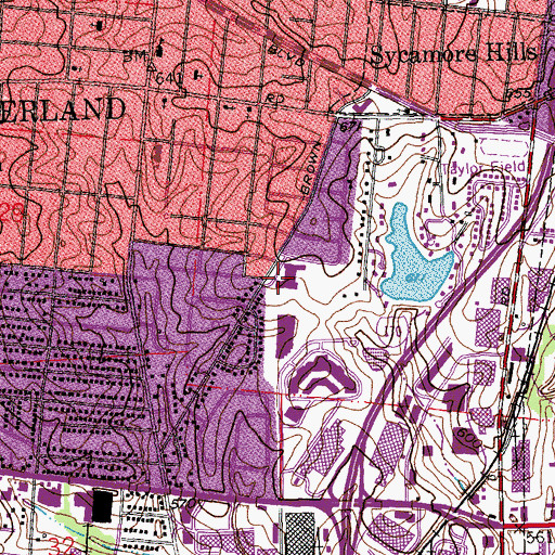 Topographic Map of Lakeside Golf Club, MO