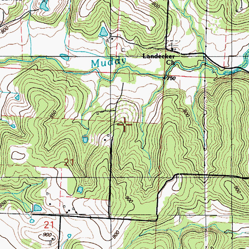 Topographic Map of Landecker School (historical), MO