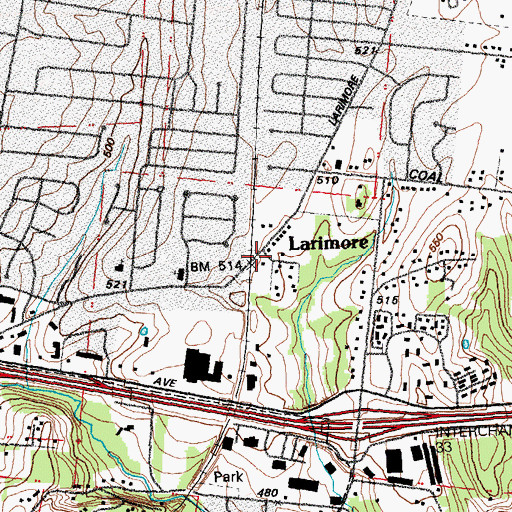 Topographic Map of Larimore, MO