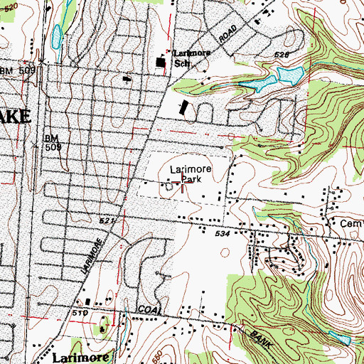Topographic Map of Larimore Road Park, MO