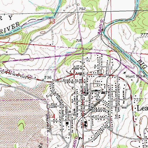Topographic Map of Leadwood, MO
