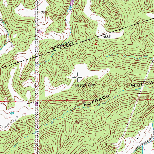 Topographic Map of Lester Cemetery, MO