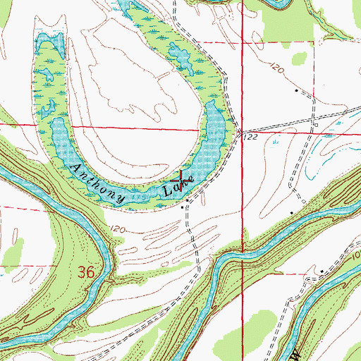 Topographic Map of Anthony Lake, AR