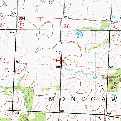 Topographic Map of Lewellan School (historical), MO