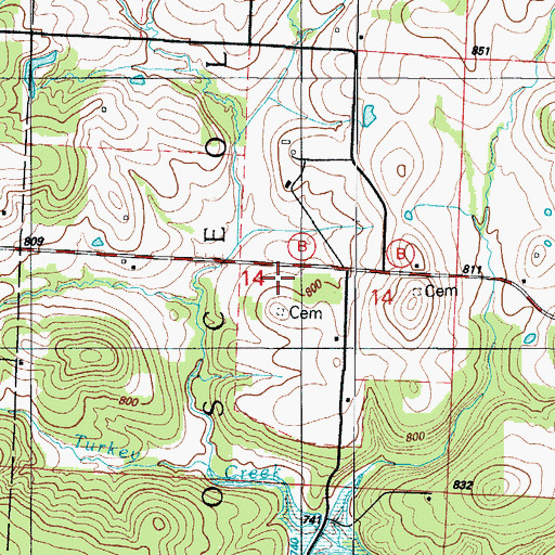 Topographic Map of Lewis School (historical), MO