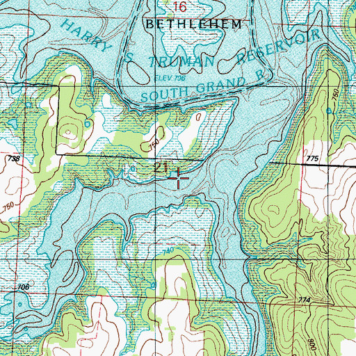 Topographic Map of Little Otter Creek, MO