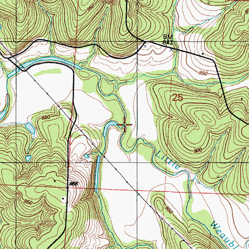 Topographic Map of Little Weaubleau Creek, MO