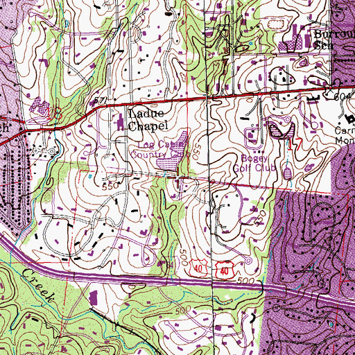 Topographic Map of Log Cabin Country Club, MO