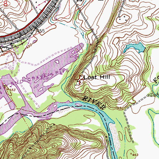 Topographic Map of Lost Hill, MO