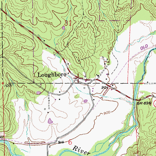 Topographic Map of Loughboro, MO
