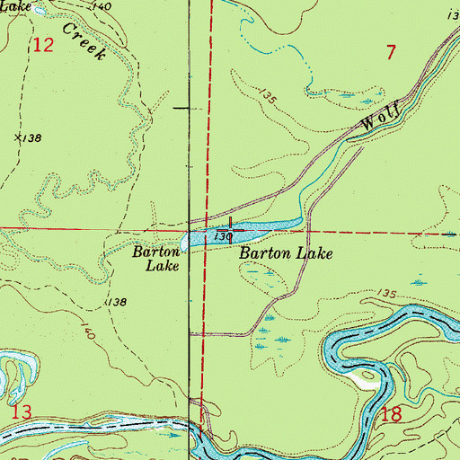 Topographic Map of Barton Lake, AR