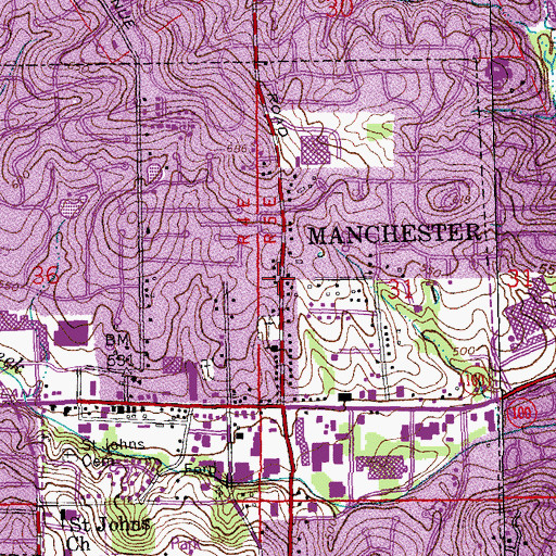 Topographic Map of Manchester, MO